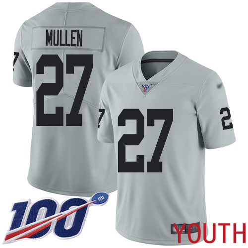 Oakland Raiders Limited Silver Youth Trayvon Mullen Jersey NFL Football #27 100th Season Inverted Jersey